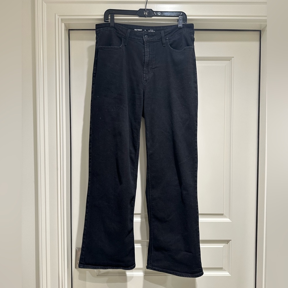 Old Navy Black Wow Wide Leg high waisted jeans size 14
